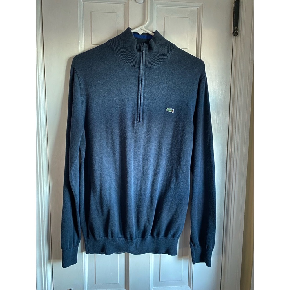 Lacoste 1/4 Zip Navy Blue Men’s Sweater, Size Small
